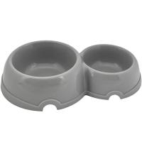 Миска двойная пластик д/кошек и собак100мл/200мл серый/2310/Дарэлл
