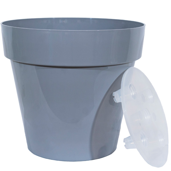 Кашпо Порто 15л серый шелк с дренаж. вставкой /5шт/ДТ 