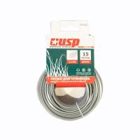 Леска для триммера с металл. крошкой d-15м профиль-квадрат d-2,4мм /78120