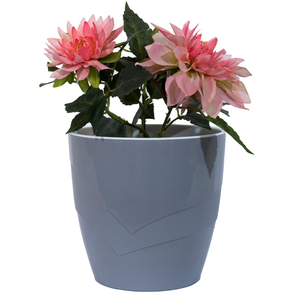 Кашпо Грация 2л серый шелк с вставкой /12шт/ДТ