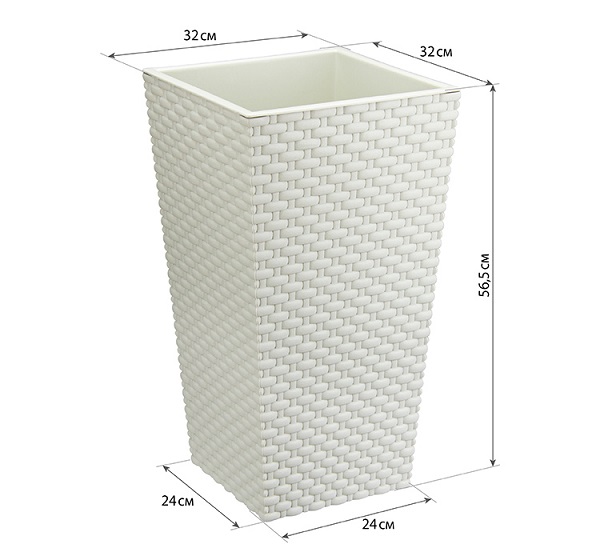 Кашпо Ротанг 320*320*565мм белый с вставкой М3084 /3шт/М-пласт