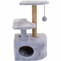 Когтеточка Домик ЧИП круглый с полкой, столбик джут 48*51*h71см серый/8347сер/Дарэлл