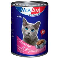 Кошки МонАми 415г лосось/форель соус ж/б 12шт/2201 ЧЗ