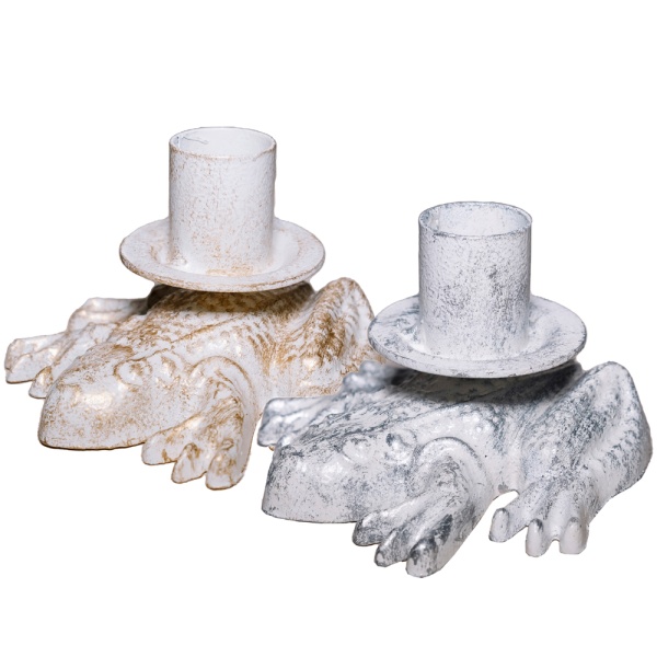 ДЕКОР Подсвечник Лягушка бел серебро РЗДИ/1шт ДЕКОР Подсвечник Лягушка бел серебро РЗДИ/1шт