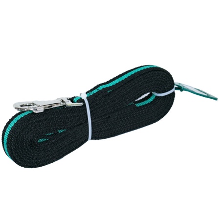 Поводок капрон 20мм*5м черный с зелёной полосой  DONBARON