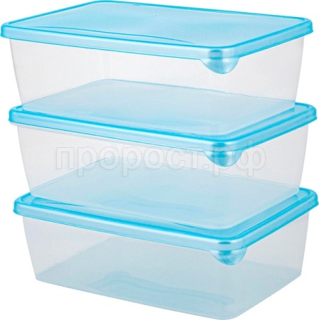 Контейнер д/заморозки Sugar&Spice 1,35л (3шт) прямоугольный голубой прозрачный SE1029 /22шт/ПР