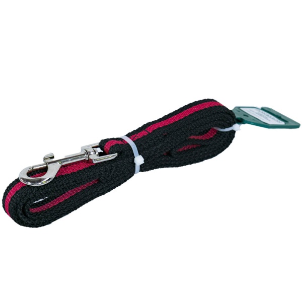 Поводок капрон 20мм*1,5м черный с красной полосой  DONBARON