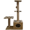 Когтеточка домик с 2-умя полками и домиком квадратная мех джут корич с игрушкой 114*66*38см/DONBARON