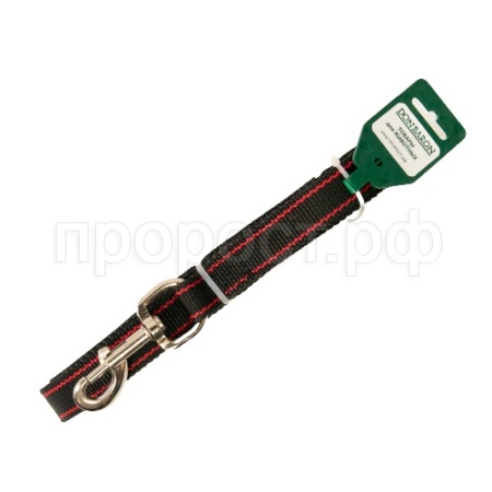 Поводок капрон 25мм*10м черный с красными строчками DONBARON