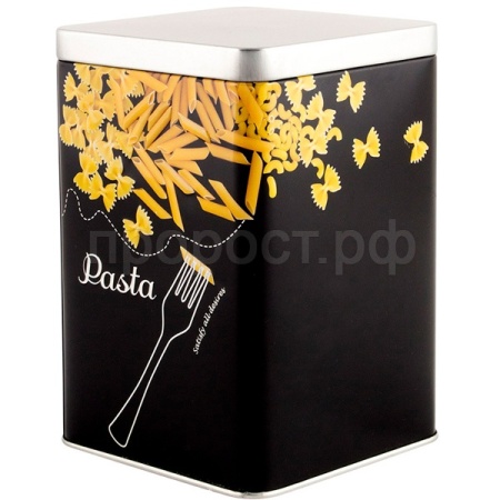 Банка д/сыпуч. прод. 1л Макароны металл.с крышкой квадратная/24шт/008618/Mallony