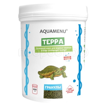 Корм для водяных черепах AQUAMAEU Терра в виде гранул, банка 600мл