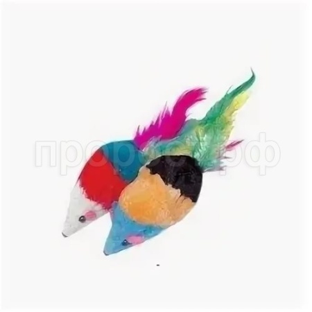 Игрушка для кошек Мышь с пером 9см 6шт