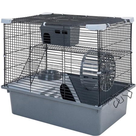 Клетка д/грыз ЭКО 2-х эт РИККИ 42*30*40см разборная серая/43102/Дарэлл