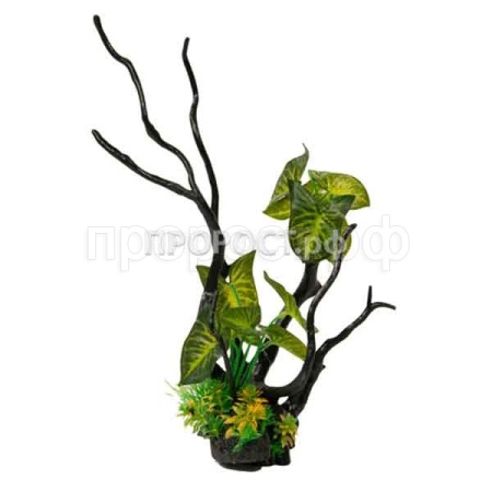 Грот Decor 219 Коряга с растением 30*24*34см