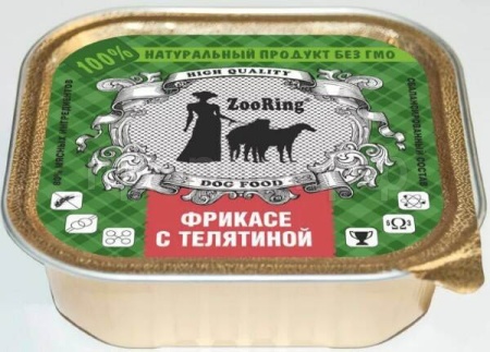 Собаки ZooRing д/всех пород собак желе фрикасе с телятиной ж/б 100гр/16шт/063681