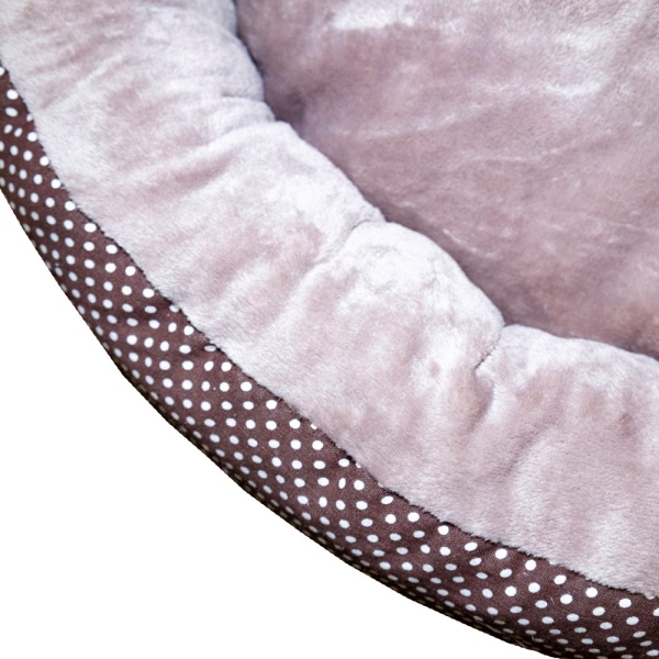 Лежанка ватрушка плюш коричневый горох 70*17см/DONBARON