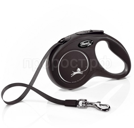 Рулетка Флекси Классик S ремень 5м на 15кг черная/23228/20/Евро