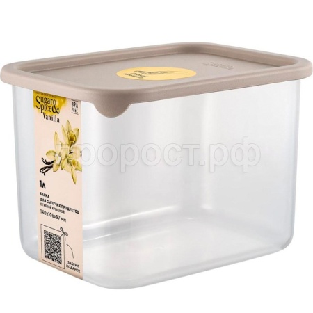 Емкость д/сыпуч. 1л Sugar&Spice квадрат. латте с гибкой крышкой SE1681 /16шт/ПР