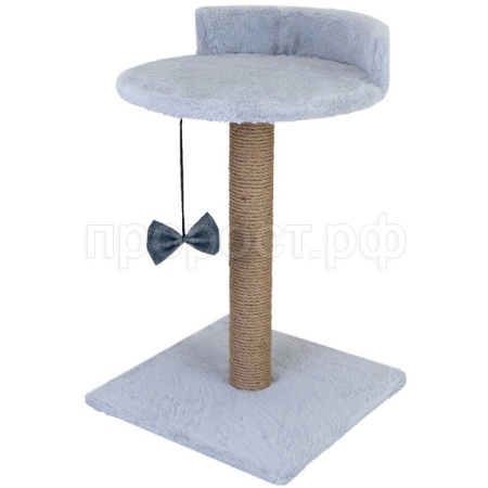 Когтеточка ЦАП-ЦАРАП столбик с лежанкой средняя мех, джут 35*35*55см серая/81052д-сер/Дарэлл