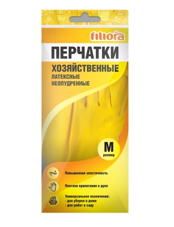 Перчатки хозяйственные латексные неопудренные M желтый 87568 /12шт/