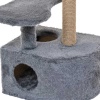Когтеточка Домик ЧИП круглый с полкой, столбик джут 48*51*h71см дымчатый/8347/Дарэлл