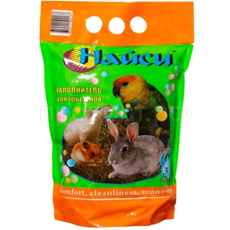 Наполнитель Найси 3л для грызунов  древесные гранулы, впитывающие/8шт/
