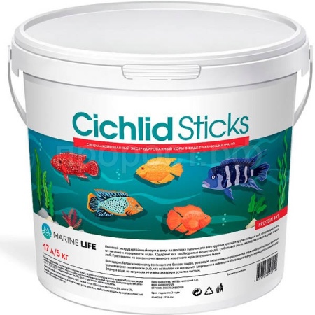 Корм для рыб Marine Life Cichlid Sticks 17л/5кг