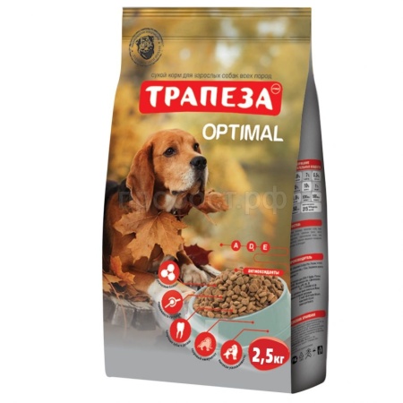 Корм для собак всех пород Трапеза Оптималь 2,5кг/3021