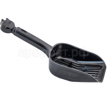 Совок для кошачьего туалета Zoo-M суперлюкс мелкие ячейки 9*25*4см черный/2802/Дарэлл