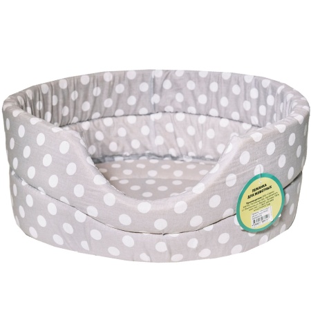 Лежанка овальная стеганая поролоновая хлопок Горох МИКС 42*34*18см/DONBARON