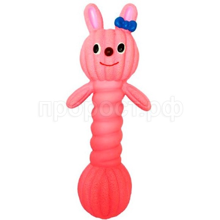 Игрушка с Зайчик с пищалкой из латекса розовый 19см/ЛС144/Евро