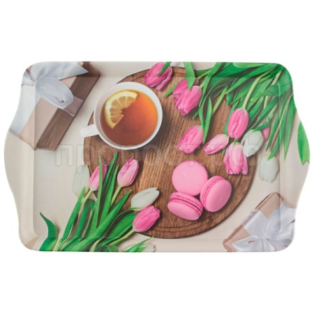 Поднос сервировочный FANTASIA 38,5*24,5*2,8см с дизайном 008258 /шт/Mallony