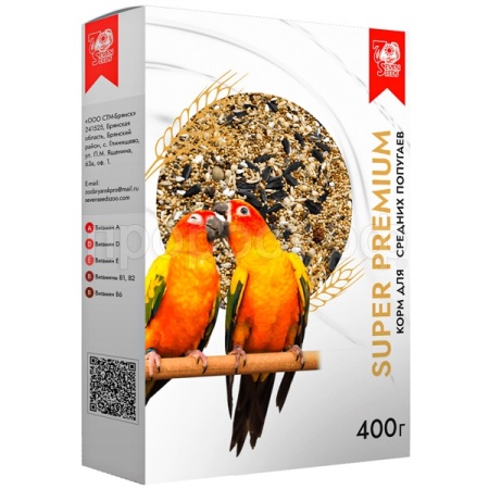 Птицы SEVEN SEEDS SUPERPREMIUM д/средних попугаев 400г/12шт/S214 ЧЗ